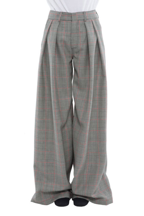 PLEATED CHECKERED PANTS