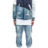 SS19 GREG LAUREN 50 50 NAVY SATIN DENIM VARSITY JACKET 7