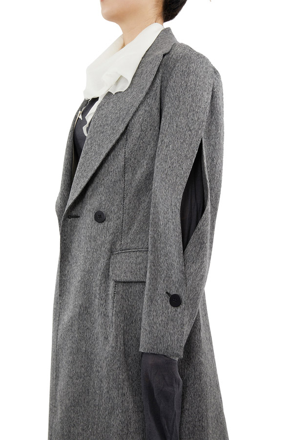 DOUBLE BREASTED LONG COAT GREY | L'ARMOIRE