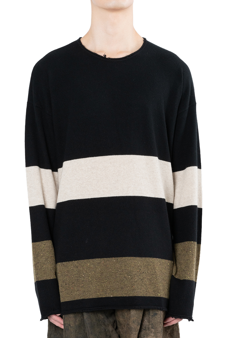 ZIGGY CHEN | OVERSIZED STRIPED L/S KNIT BLACK | L'ARMOIRE