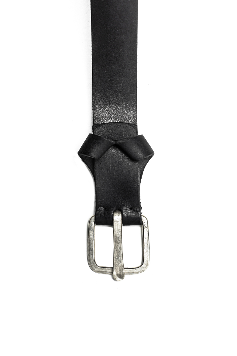 M.A+ | D BUCKLE WIDE BELT WITH CROSS CUT HOLES BLACK | L'ARMOIRE