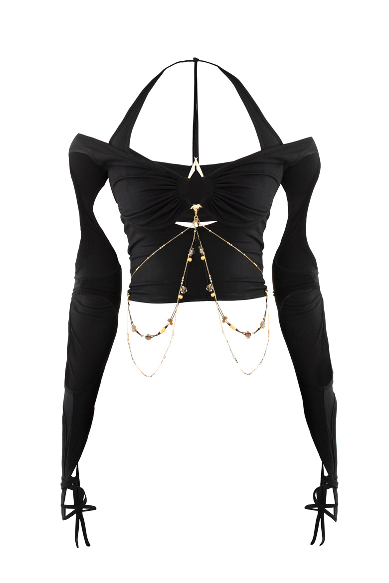 HYEIN SEO | SOM HALTER W/ SLEEVES BLACK | L'ARMOIRE