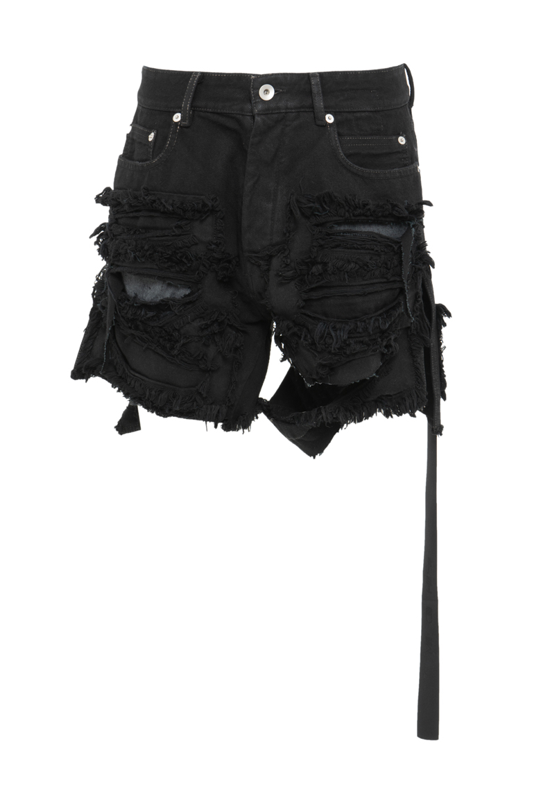 DRKSHDW | TRUCKER CUT OFFS DENIM SHORTS BLACK | L'ARMOIRE