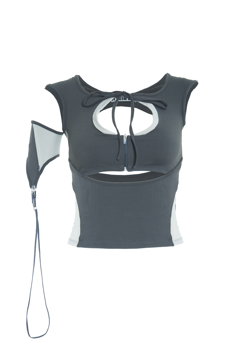 HYEIN SEO | HALTER RACER TOP DARK GREY | L'ARMOIRE